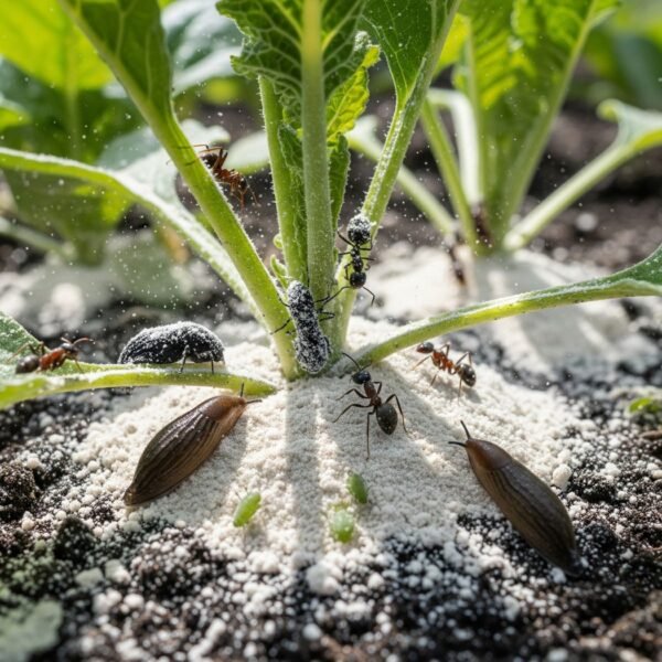 DiatomeasPlanta Tierra de diatomeas en planta para combatir plagas naturalmente