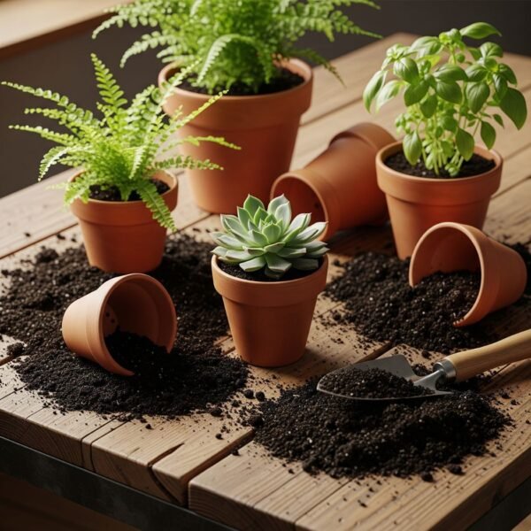 Tierra negra en mesa de jardinería Tierra negra para plantas de interior y exterior