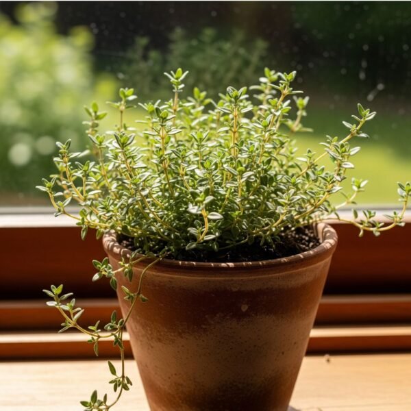 Tomillo en maceta de barro