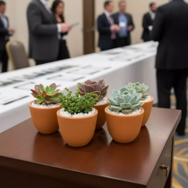 Eventos empresariales regalos ecologicos Suculentas y árboles de la abundancia en macetas de barro para eventos empresariales y corporativos