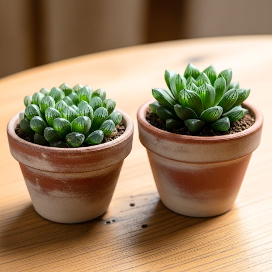 Haworthias en maceta de barro