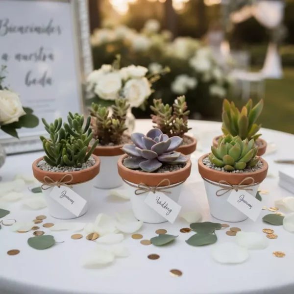 Recuerdos boda CDMX Plantas suculentas en maceta de barro para eventos sociales en CDMX: Vinde garden center