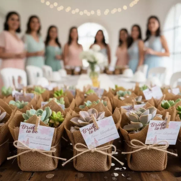 Recuerdos suculentas yute vinde Plantas suculentas envueltas en tela para eventos sociales
