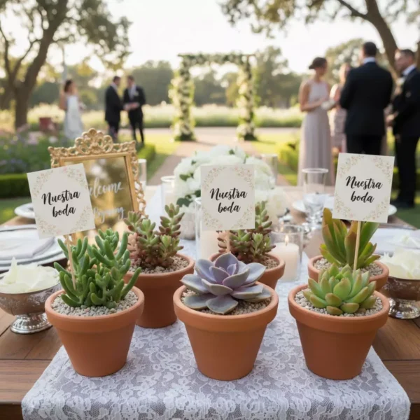 Suculenta barro banderin Plantas suculentas en maceta de barro para eventos sociales en CDMX: boda