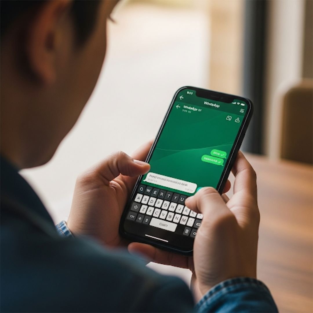 Persona enviando un whattsapp a Vinde