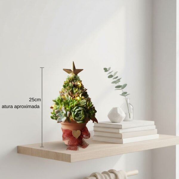 Árbol de navidad de suculentas en maceta de barro. Recuerdos ecológicos navideños. Árbol de navidad de suculentas, suculentas y nochebuenas para eventos sociales, familiares y empresariales