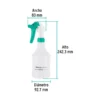 Atomizador 500ml dimensiones Atomizador klintek. Atomizador para regar plantas, asperjar follaje, limpiar hojas, aplicar insecticidas o fungicidas