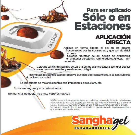 Sangha gel, cebo biodegradable para combatir cucarachas. Muy efectivo. Para casa