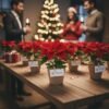 Nochebuena mini en maceta biodegradable para reuniones familiares, de oficina o en el trabajo