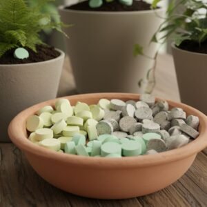 Vitaminas en pastilla para plantas de interior y exterios.