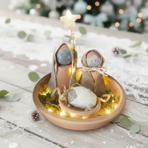 Nacimiento artesanal y ecológico CDMX Regalos ecológicos. Nacimiento en piedra y barro. CDMX