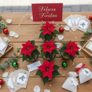 Nochebuenas mini para eventos Nochebuena mini con sticker personalizado para reuniones familiares, de oficina o en el trabajo