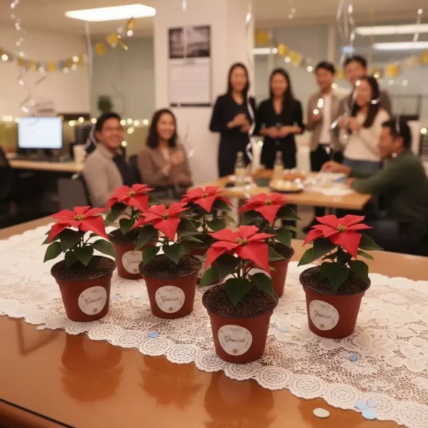 Nochebuena mini con sticker personalizado para reuniones familiares, de oficina o en el trabajo