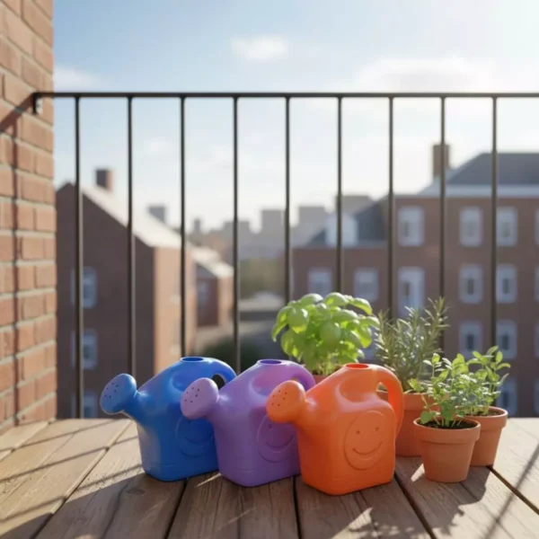 Regadera de mano para niños para plantas de jardín. Regadera infantil carita feliz