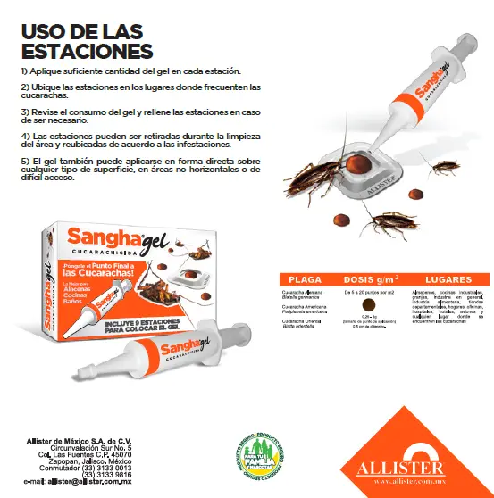 Sangha gel, cebo biodegradable para combatir cucarachas. Muy efectivo. Para casa