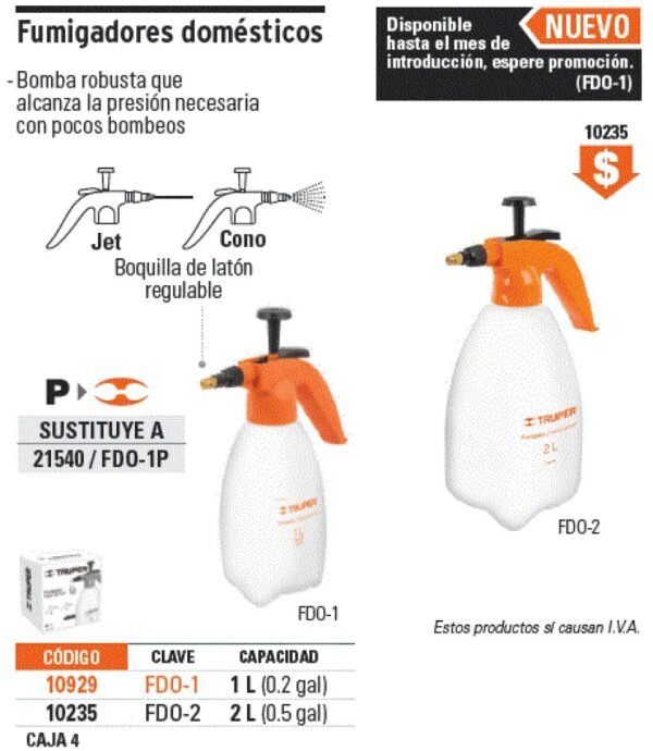 Aspersor fumigador Fumigador casero Truper. Ideal para jardín, jardinería y huerto en casa