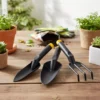 Juego de herramientas de mano plástico Juego de herramientas de mano para jardinería y huerto 3 piezas Pretul. Pala de mano, pala delgada, trasplantador y rastrillo o cultivador